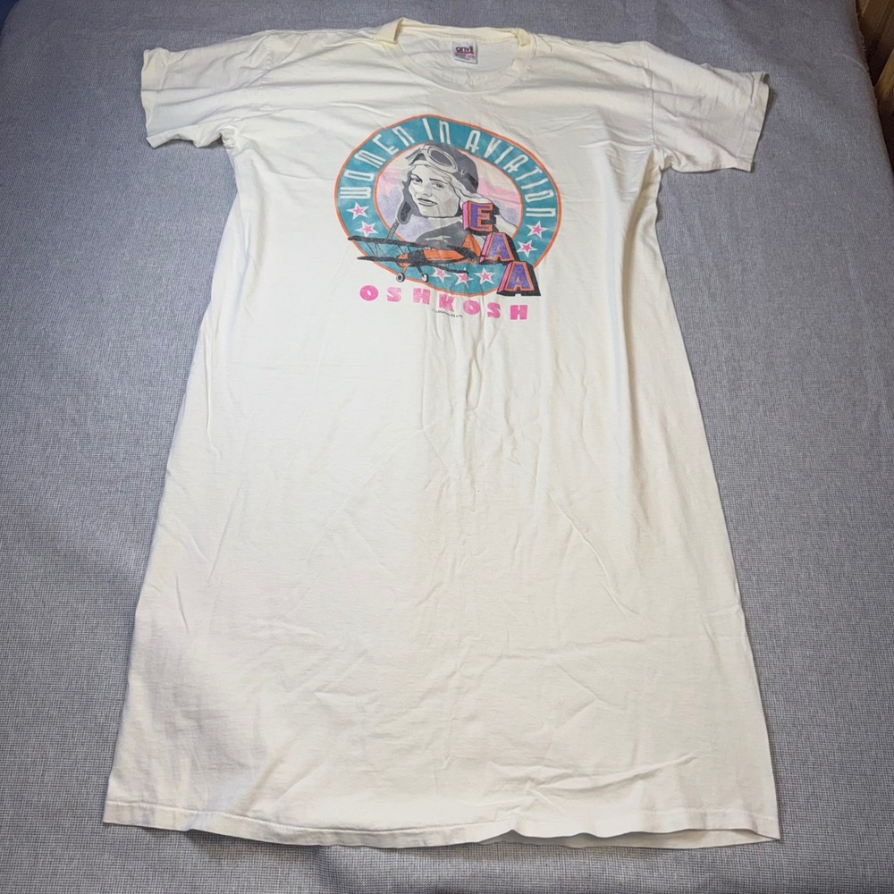 Vintage 90s EAA Women In Aviation Oshkosh T Shirt Anvil USA Single Stitch